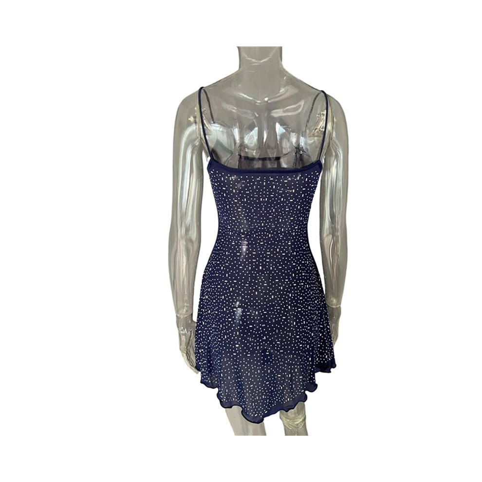 Royal Robe Robe Robe Moulante Transparente à Sequins et Fines Bretelles pour Soirée de ...