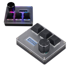 3 Keys Small Keyboard with Knob,RGB Backlit Macro Pad,0.96" Color LCD Screen,Programmable Gaming Controller for PC