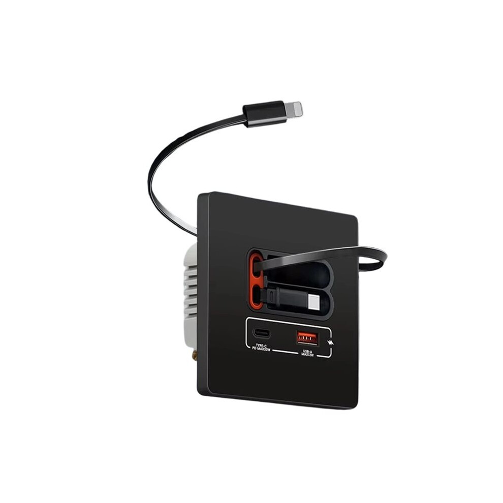 20W Usb C Socket Panel With Dual Type-C Fast Charge Outlet,Mobile Phone Charging Type-C Socket Black 6033269010477