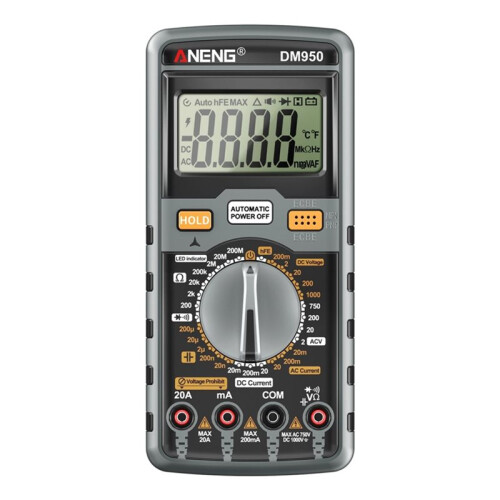 ANENG DM950 Digital Multimeter 1999 Counts AC/ Voltage Tester Ammeter Ohm Current Capacitance for NCV HFE Tester