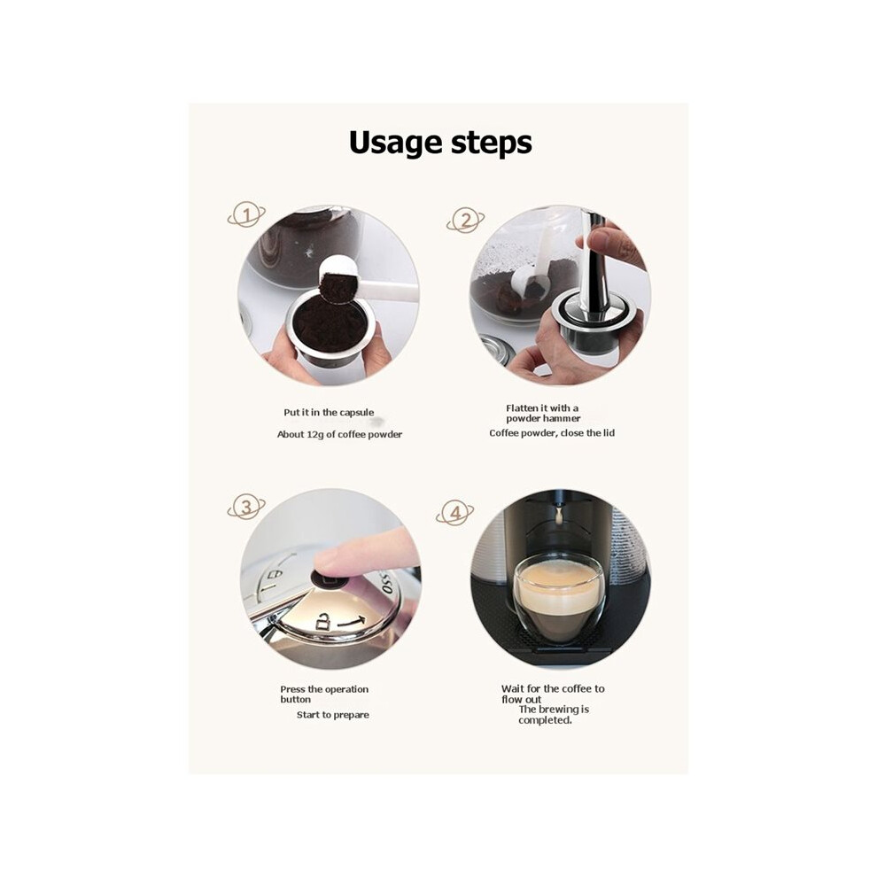 Reusable Espresso Pods For Vertuo /Next/ Refillable Coffee Capsule With Powder Tamper Spoon Brush 230Ml 6031864506173