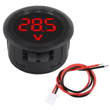 10 4-100V Digital Voltmeter LED Digital Display Round 30mm 2-Wire Reverse Connection Protection RED