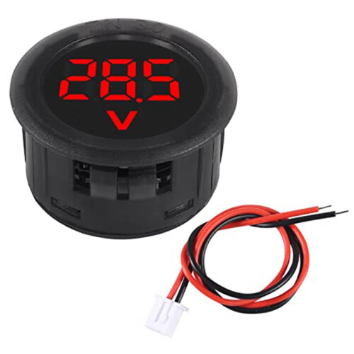 10  4-100V  Digital Voltmeter LED Digital Display Round 30mm 2-Wire Reverse Connection Protection RED