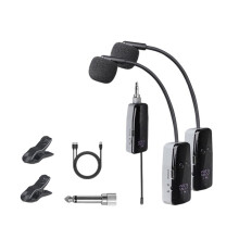 Sistema de Micrófono de Clip para Flauta Inalámbrico UHF de 2 Canales Micrófono de Instrumento de Clip para Práctica de Actuación Grabación