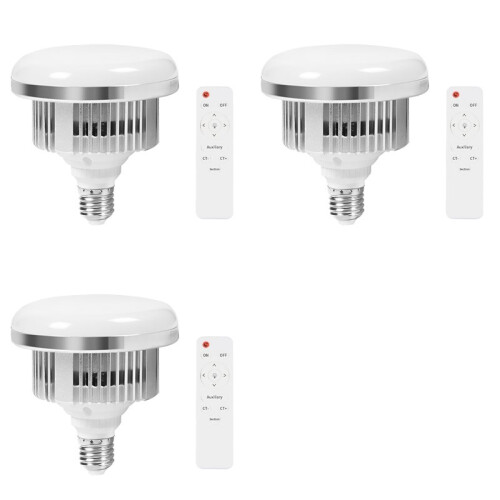 3X 85W LED Photographic Lighting Bulbs E27 Base Lamp with Remote Control Dimmable Daylight Bulb for Photo Studio Softbox