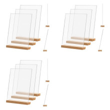 Acrylic Sign Holder,12 Pack, 8.5X11 Inches, L/T Shape Clear Acrylic Frames Wood Base, Table Menu Display Stand