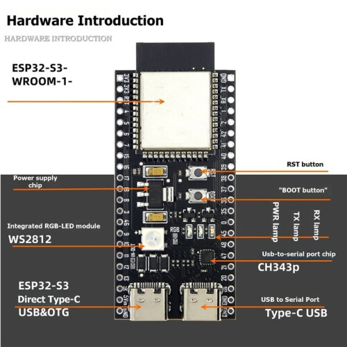 ESP32-S3 Development Board ESP32-S3-DevKitC-1 ESP32-S3 WiFi -Compatible BLE 5.0 Mesh Development Board N16R8 1