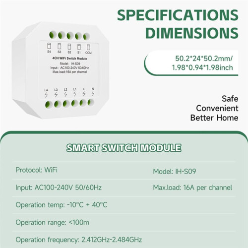 4CH WiFi  Module AC100-240V   Module  Life App Remote Control  Life Controller