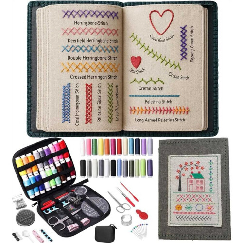 2X Upgraded Embroidery Stitch Book Kit,106 Patterns with Tools & Tutorials, 86 PCS Beginner Embroidery Kit,for DIY 1