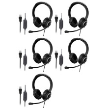 5X Kabelgebundenes USB-Headset, Callcenter-Headset mit Mikrofon, Spiel-Geräuschunterdrückung, Over-Ear-Kopfhörer für Computer, PC, Laptop