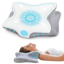 Orthopädisches, kühlendes Memory-Schaum-Kissen, ergonomische Nackenstütze, Farbe Weiß, für Zuhause und Büro