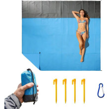 210 x 200 cm wasserdichte Strandmatte, sandabweisendes Polyester, tragbar für Camping und Picknick