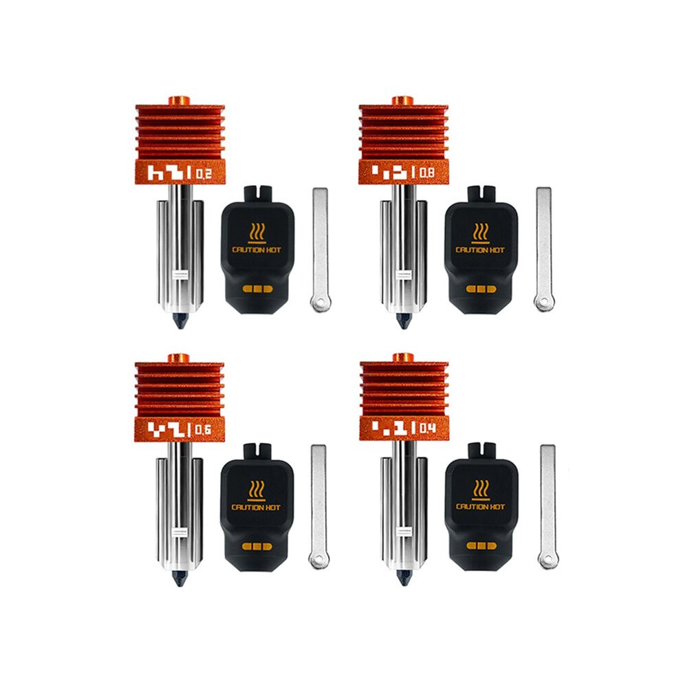 4Pcs For P2s Hotend For H2d P2s H2c Nozzle 0.2/0.4/0.6/0.8Mm Hotend Kit Hardened Steel Nozzle 4711832261519