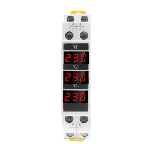 2X Modular LED Digital Three-Phase Voltmeter for Din Rail Voltage Meter AC80-500V 2