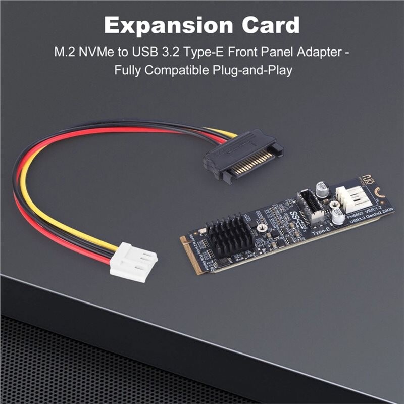 Usb Adapter For Desktop Computer 20Gbps M.2 to TYPE-E Adapter High Speed M Key NVMe PCIe to USB 3.2 ...