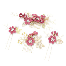 Handgemaakte haarkamset, bruidshaarkam en -speldenset met lichtblauwe, roze en witte bloemenaccenten, elegant sprookjesachtig haaraccessoire voor