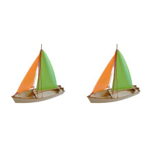 2X Zelfrijdende Zeilboot Houten Boot Modelbouwset DIY-Montagespeelgoed Handgemaakt Speelgoed voor Kinderen