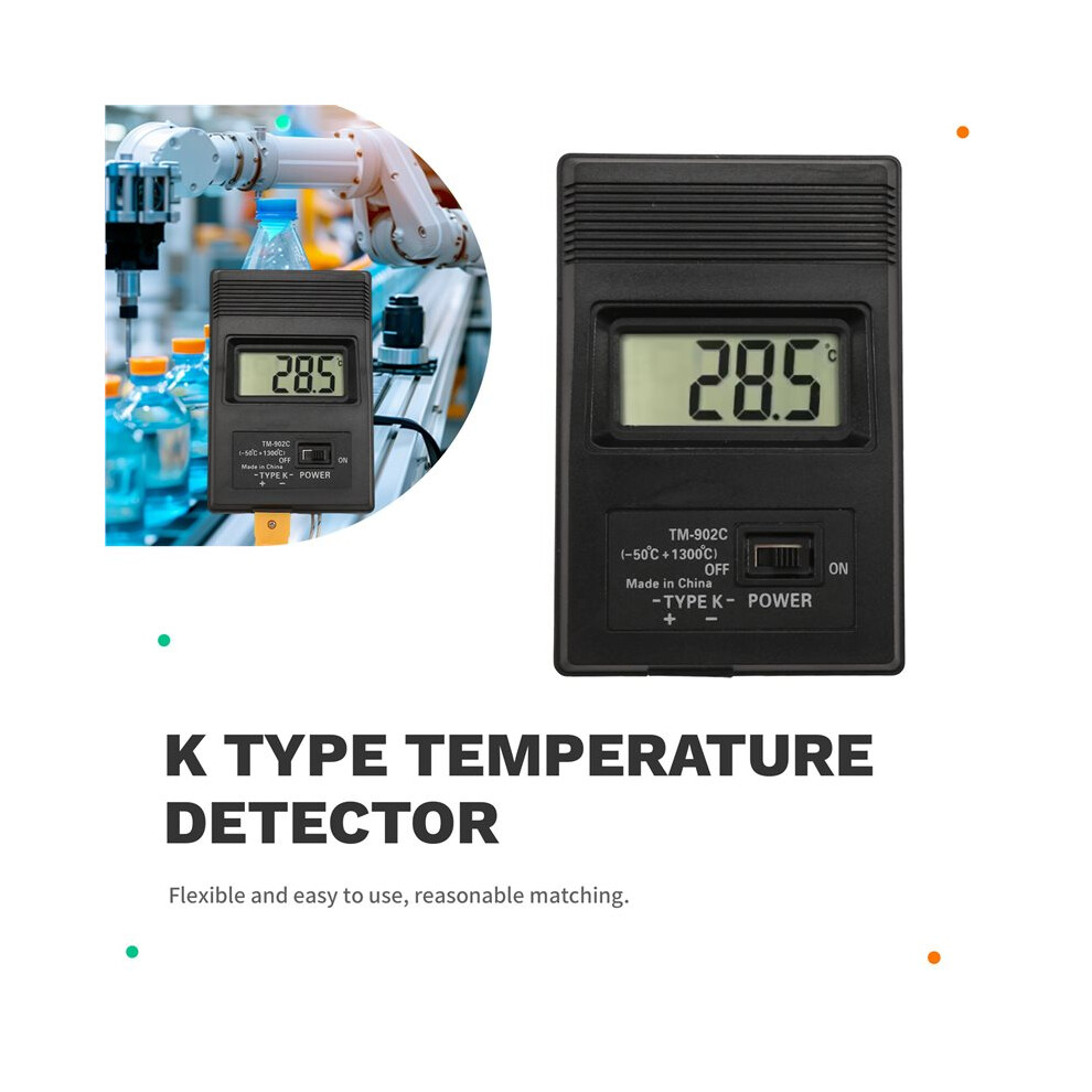 Tm-902C K Type Digital Lcd Temperature Detector Thermometer Industrial Thermodetector Meter + Thermocouple Probe Black 4711592997000