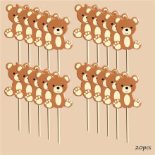 40x Cartoon-Bären-Kuchenaufsätze, Niedliche Bären-Papieranhänger für Kinder, Alles Gute zum Geburtstag, Party-Dekorationen, DIY-Geschenke und