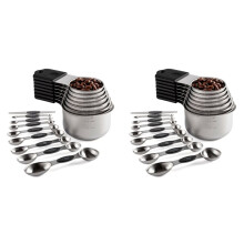 32Pc Magnetic Stainless Steel Measuring Cups & Spoons Set, 14 Heavy Duty Cups,16 Double Sided Spoons with Leveler Black