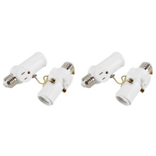 4 Pcs Light Socket to Plug Adapter,E26/E27 Light Bulb Outlet Socket Adapter,Sockets Support 3 Prongs Light Plug US Plug