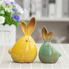 6X Ceramic Rabbit Figurine Home Decor Furnishing Animal Statues Porcelain Modern Art Home Decoration Crafts Gift