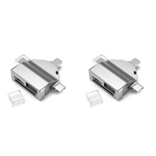 2X Multifunction 7 in 1 Card Reader USB 2.0 Type C to Adapter USB Flash Reader for PC Laptop Accessories Grey
