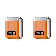 2X Tragbarer Elektrorasierer Reisetrimmer mit Digitalanzeige Elektrischer Bartrasierer Rasierwerkzeug Reiserasierer Orange