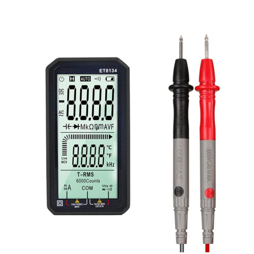 ET8134 Digital Multimeter 6000 Counts True RMS NCV Auto Range Voltage Current Tester with Flashlight