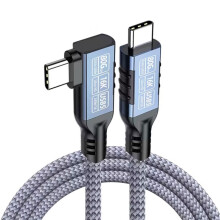 Cabo 5 Tipo C para USB C de 90 Graus, USB5 80Gbps 16K PD 240W, Cabo de Dados para Carregamento Rápido de Celular, 2 Metros (6,56 Pés) B