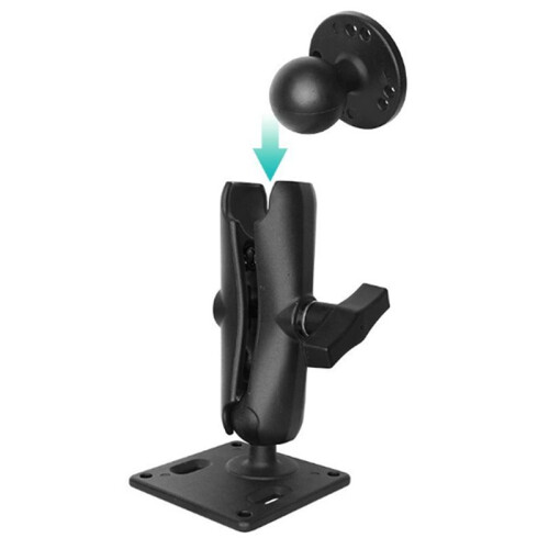 2X Base de Esfera de Montagem AMPS Redonda Universal de 1,5 Polegadas com Base de Alumínio Revestida com Cabeça de Esfera de Borracha VIN-C-003 2