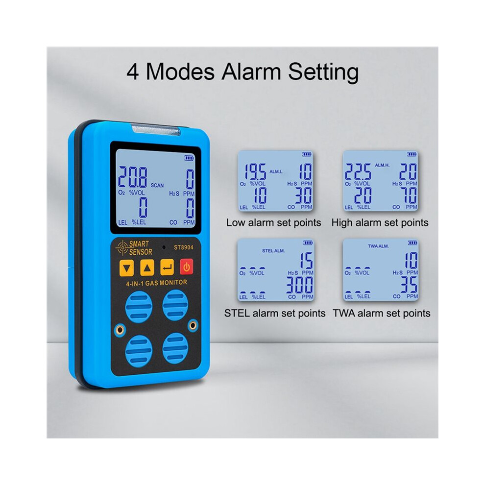 4X Sensor Gas Detector Oxygen O2 Hydrogen Sulfide H2s Carbon Monoxide Co Combustible Gas Lel Gas Meter 6033127208046