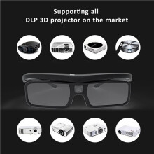 2X DLP Link Active Shutter 3D-Glasögon USB-Uppladdningsbara 3D-Glasögon för Hemmabio DLP-Projektor Inte Lämpliga för Alla TV-Apparater