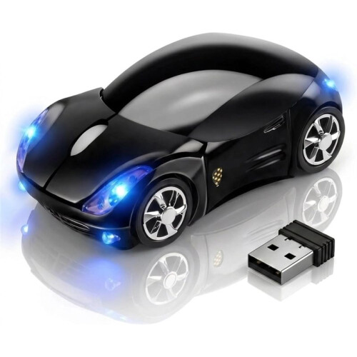 Black Portable Wireless Car Mouse, USB Receiver, 1600DPI Optical, Ergonomic  Computer Mouse, for Laptop, PC, Tablet 1