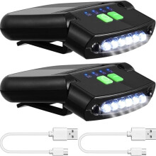 unidades de lanternas de boné LED com clipe, recarregáveis via USB, à prova d'água, brilhantes, para pesca, camping e trabalhos manuais.