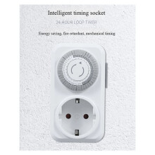 2X Tijdschakelaar 24-Uurs Cyclus Mechanische Timer Automatische Uitschakeling met Overbelastingsbeveiliging 16A EU Stekker met Hoog Vermogen