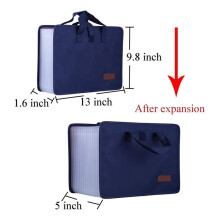 2X 13 Zakken Expander Bestandsmap Document Organizer met Handvat A4 Formaat Capaciteit Accordeon File Organizer Donkerblauw