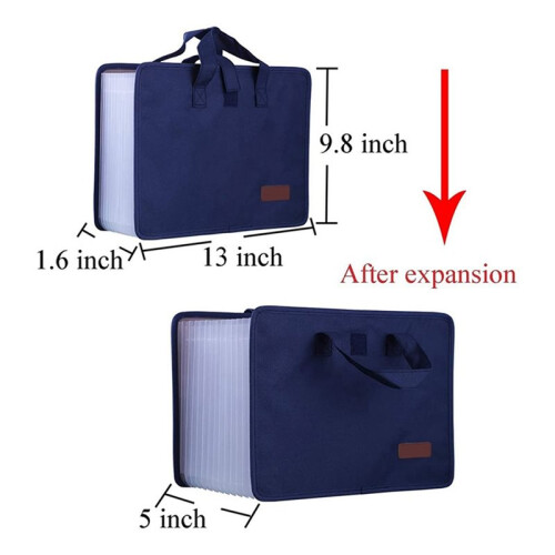 2X 13 Pockets Expander File Folder Document Organizer with Handle A4 Size Capacity Accordion File Organizer Dark