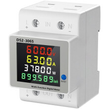 D52-3065 Medidor de Potencia Multifuncional para Riel DIN de CC, Medidor Fotovoltaico, Voltímetro y Amperímetro con Pantalla Digital