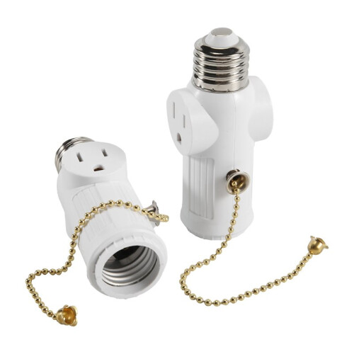 4 Pcs Light Socket to Plug Adapter,E26/E27 Light Bulb Outlet Socket Adapter,Sockets Support 3 Prongs Light Plug US Plug 2