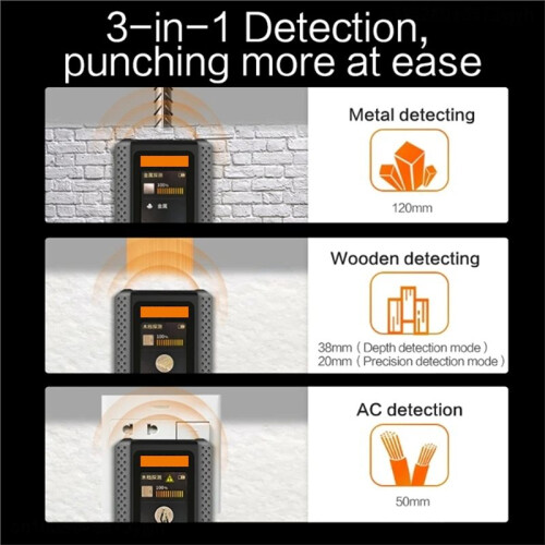 Detector Multifuncional de Vigas Metálicas, Madeira e Fios Elétricos com Display Digital e Entrada USB. 2