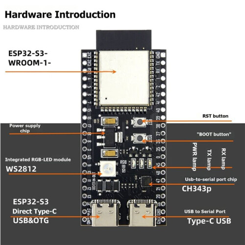 ESP32-S3 Development Board ESP32-S3 DevKitC-1 ESP32-S3 WiFi -Compatible BLE 5.0 Mesh Development Board N8R2 2