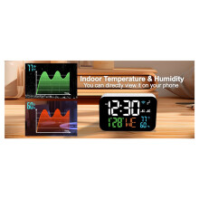 2X Tuya WiFi Uhr Kalender Intelligentes Thermometer Hygrometer mit Digitaler LED-Anzeige Unterstützt WIFI Auto-Kalibrierung