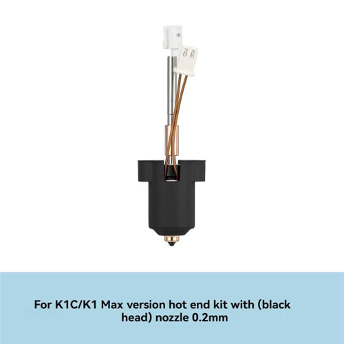For  K1C/K1MAX Hotend Thermistor Cartridge Sensor Ceramic Heating Block Kit High Flow Blackhead Nozzle 0.2mm 1