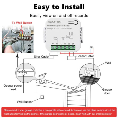 Tuya WiFi  Garage Door Opener Controller Module  Life App Remote Control Gate  Voice Work for Alexa Home