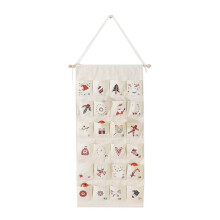 2X Stoffen Kerstkalender met Vakjes24 Dagen Aftelkalender Hangende Opbergzak voor Kerstmis Vakantie HuisMuurdecoratie