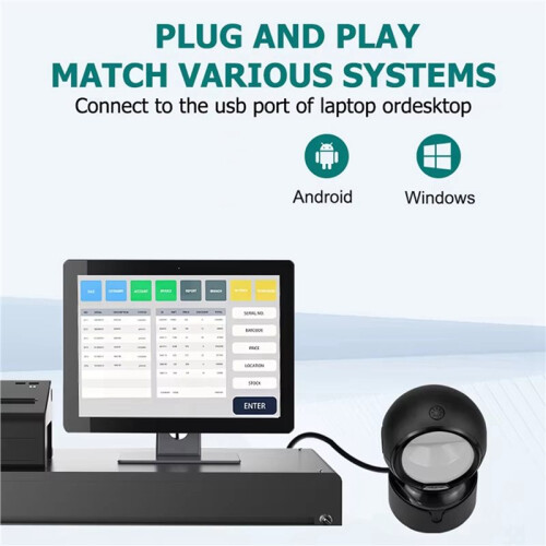 3X NETUM A5 Desktop 2D QR Barcode Scanner, Hands Free Omnidirectional USB  Barcode Reader 1D QR Screen 2