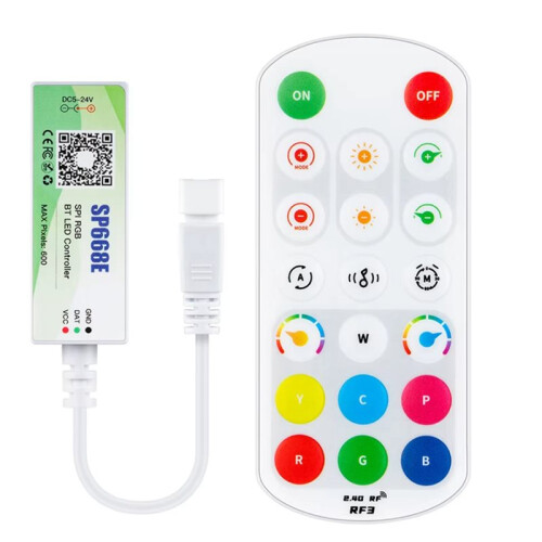 5X SP668E SPI RGB LED Controller 600 IC BT APP 2.4G RF Remote for WS2811 WS2812B DIY Dynamic Effect Pixels Strip Light 1