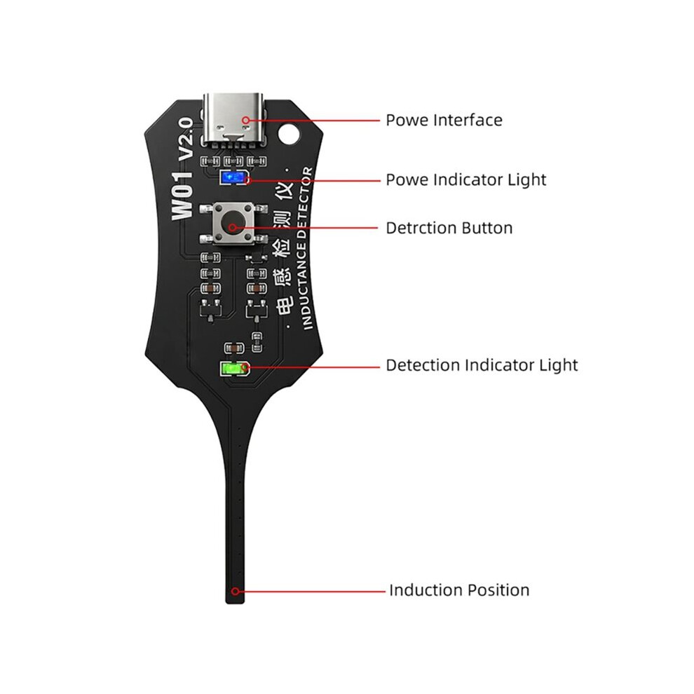 W01 V2.0 Inductance Tester With Type-C Quick Fault Detection For Motherboard Coils & Electronic Components Repair Black 6033733765179