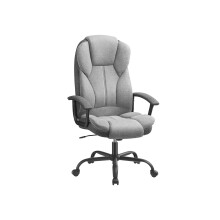 Swivel Office Chair - PU Leather - Dove Grey and Ink Black - High Back with Armrests and Tilt Function